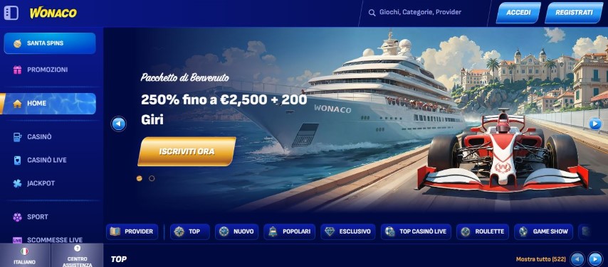 Schermata 1 di Wonaco Casino